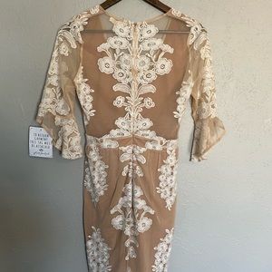 Free People For Love & Lemons Temecula Mini Dress. White and tan. Size: …